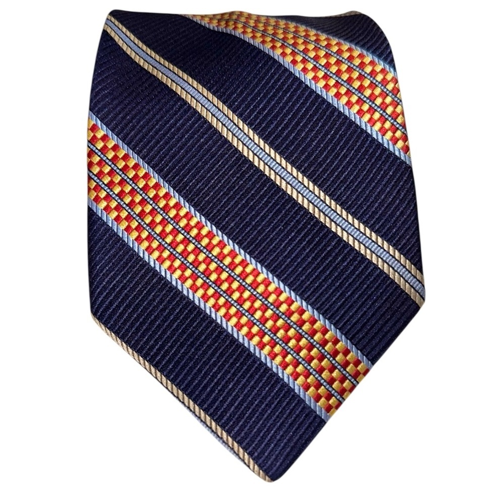 Jos. A. Bank Mens Tie 100% Silk Made in Italy Blue Striped Necktie 60x3.5” NWT